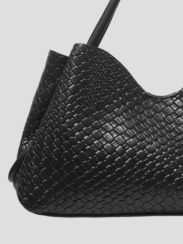 Corinne - Schwarze gewebte Luxe Tote