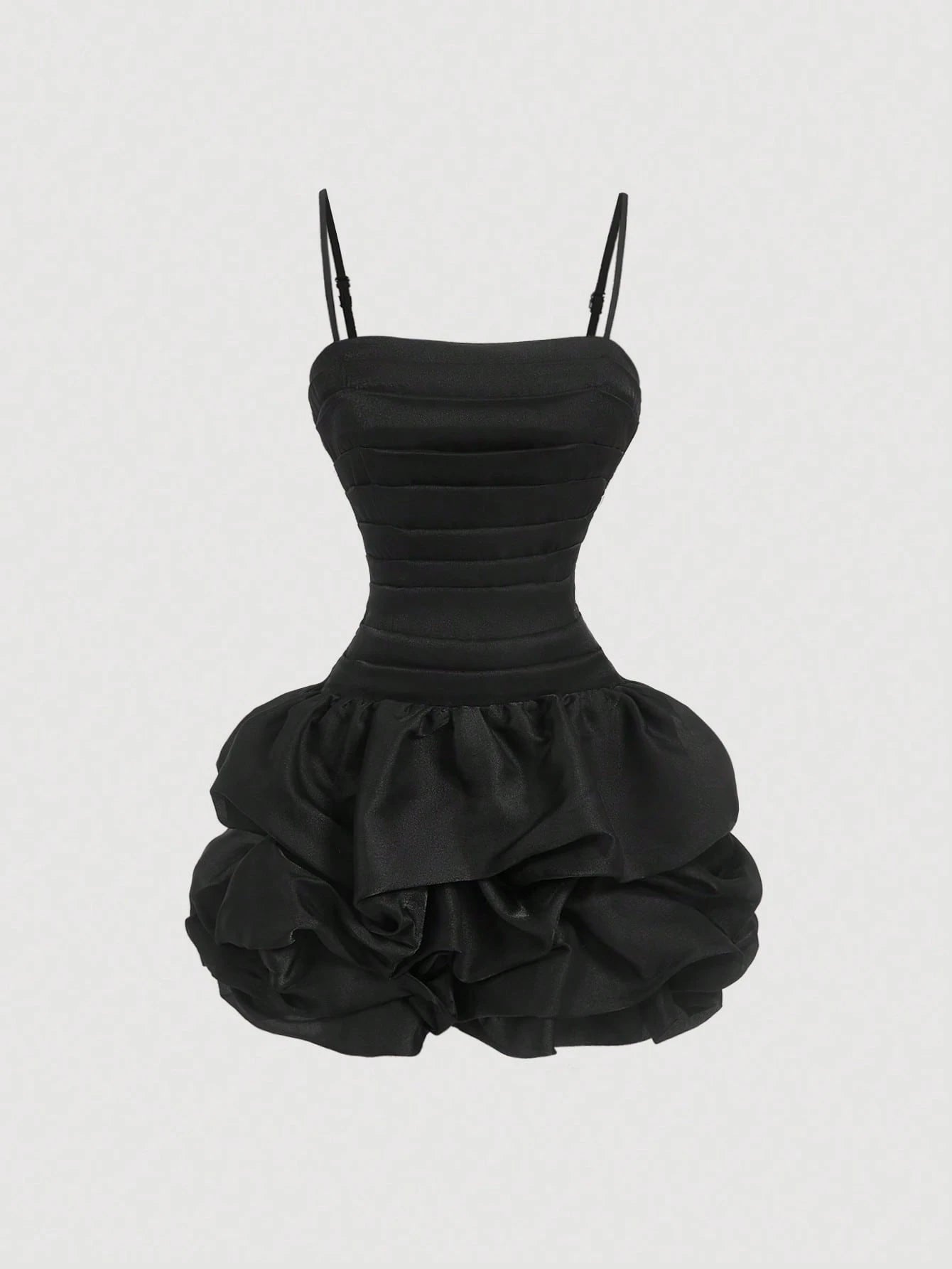 SHEIN MOD Vestido curto feminino de organza, justo, franzido, com bainha bolha, para o Dia dos Namorados