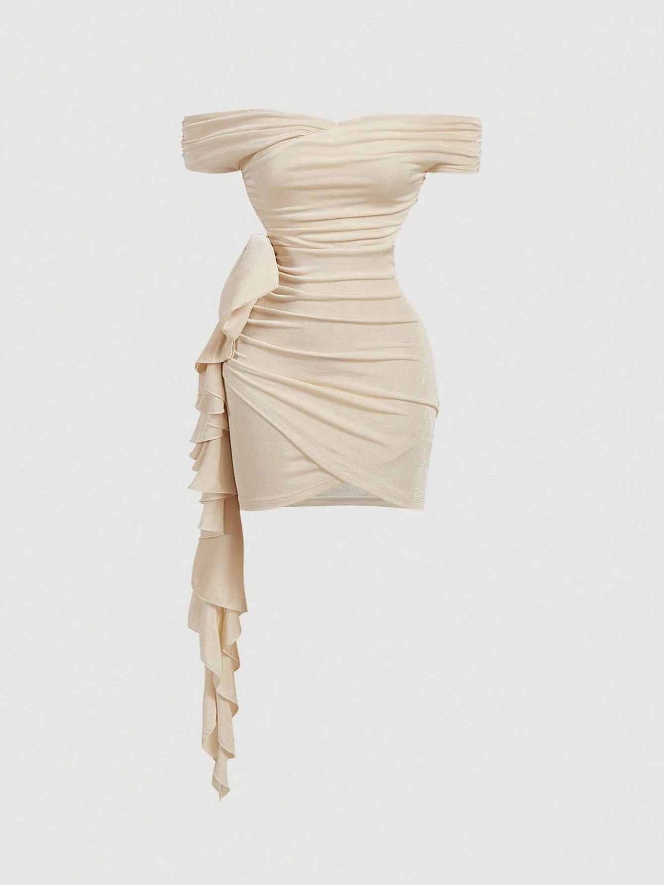 SHEIN MOD Vestido de Festa Elegante de Verão Cor Damasco Cáqui com Ombro Único, Cruzado e Detalhe de Laço Oversized, Perfeito para Celebrações de Aniversário, Férias, Encontros e Festivais