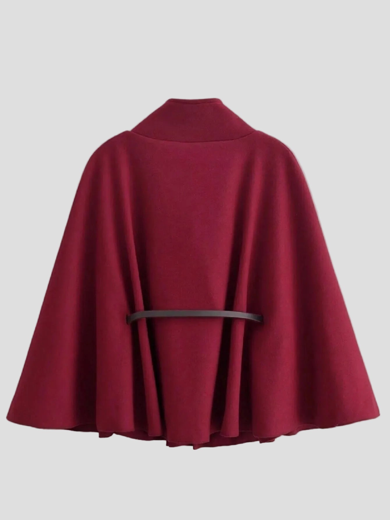 Vivienne - Burgundfarbene Cape-Jacke mit Gürtel