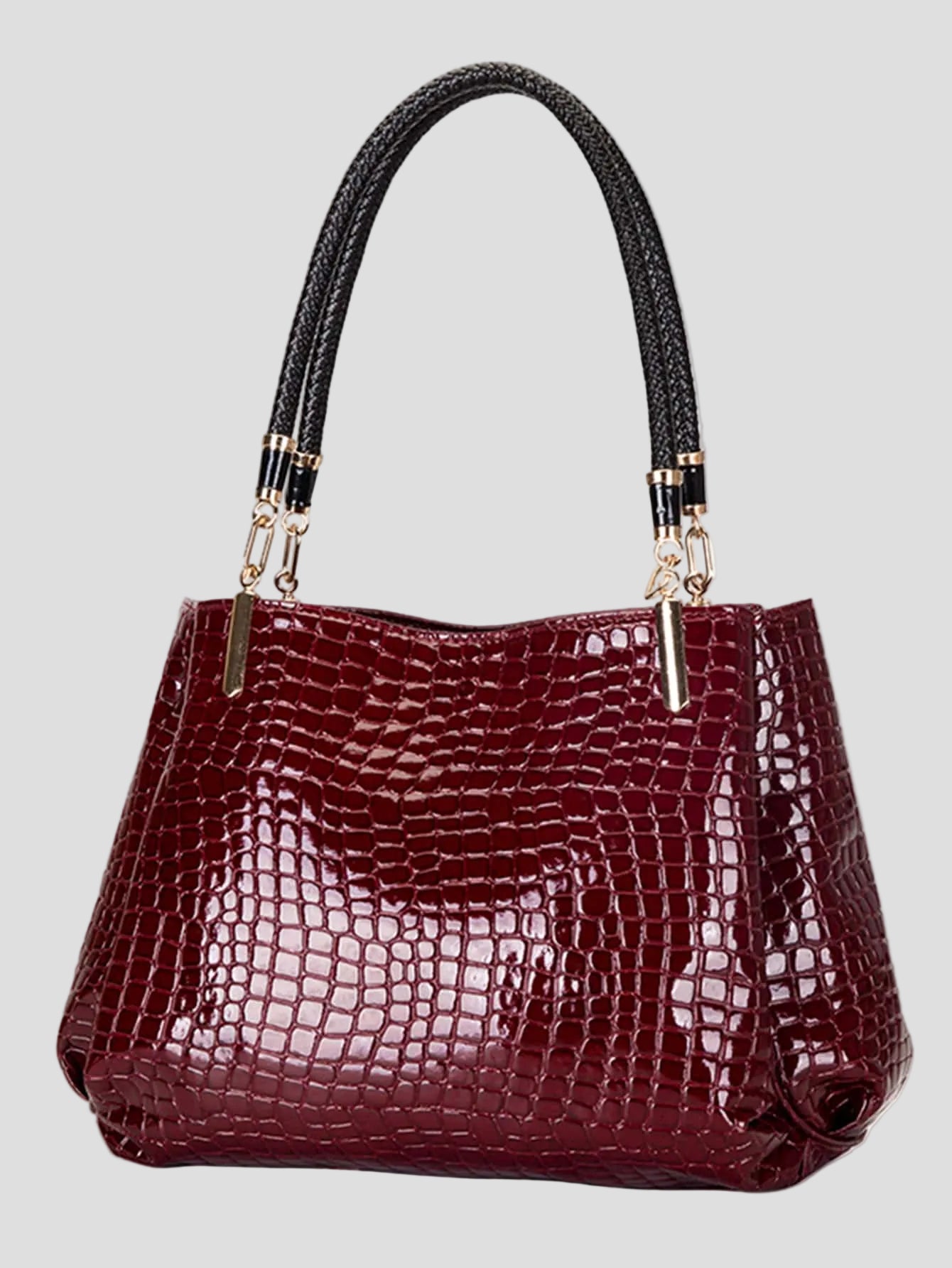 Nadine - Bordeaux Croc Luxe Tasche