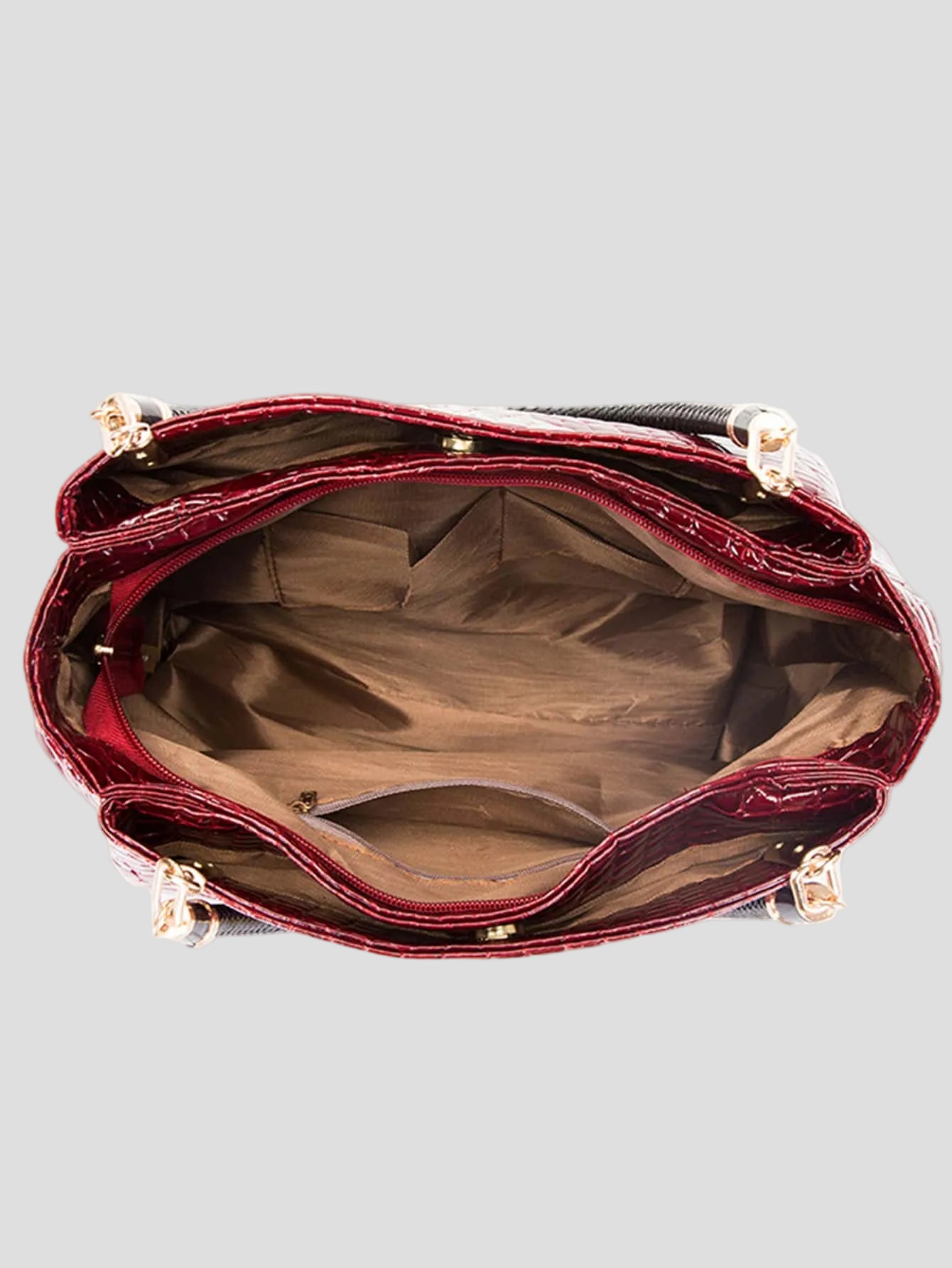 Nadine - Bordeaux Croc Luxe Tasche