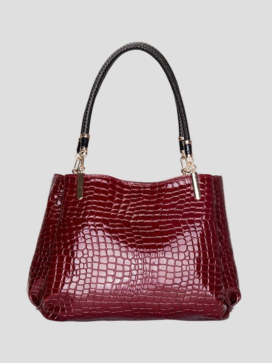Nadine - Bordeaux Croc Luxe Tasche