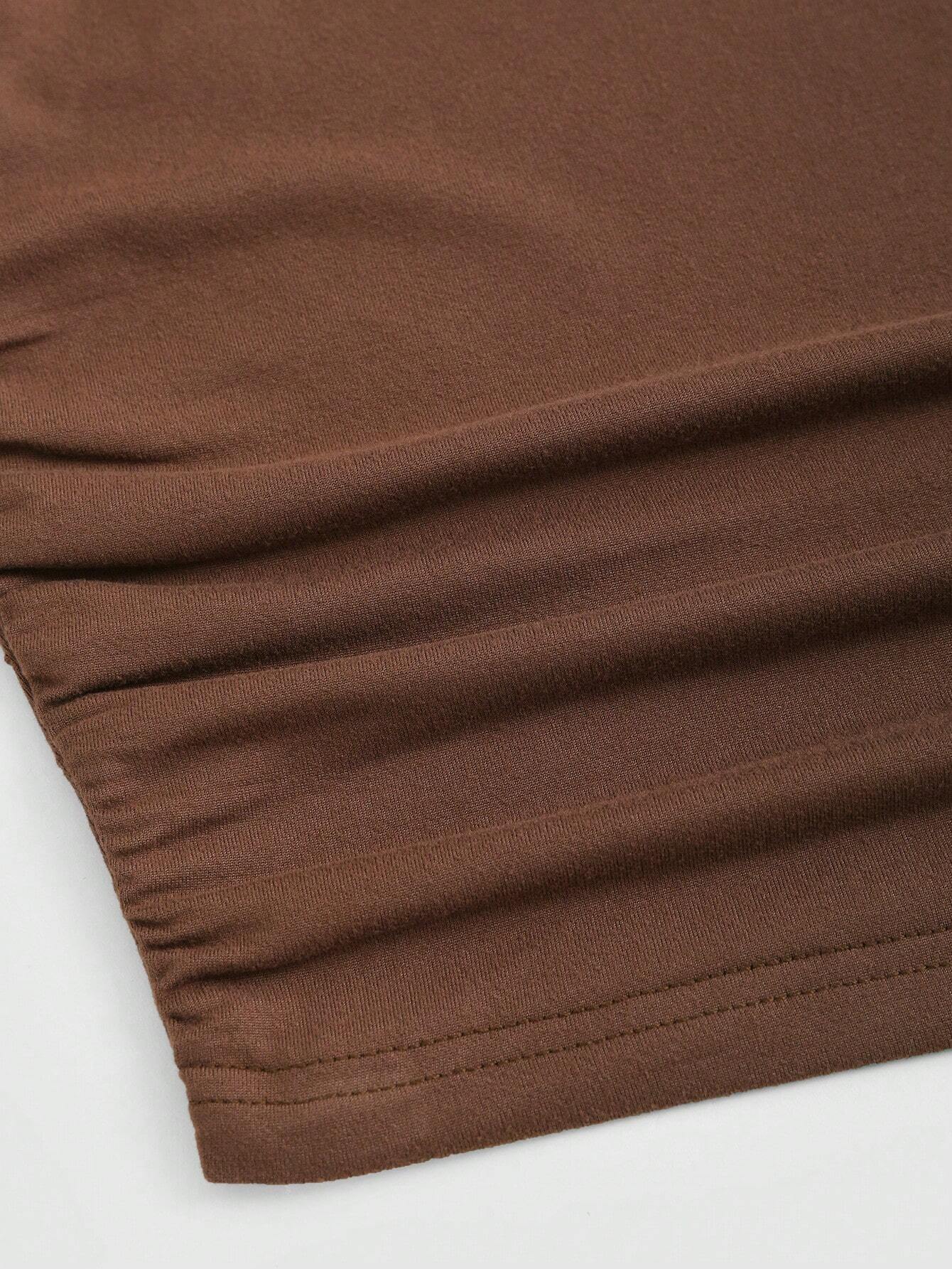 Sweetra Top plissado com decote assimétrico de cor sólida e saia com cordão na cintura, roupas de verão Y2K