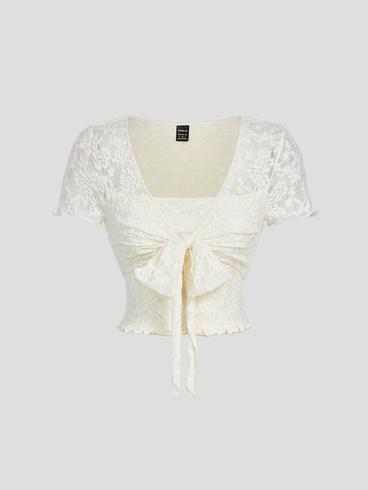 Elira - Spitzenshirt zum Binden