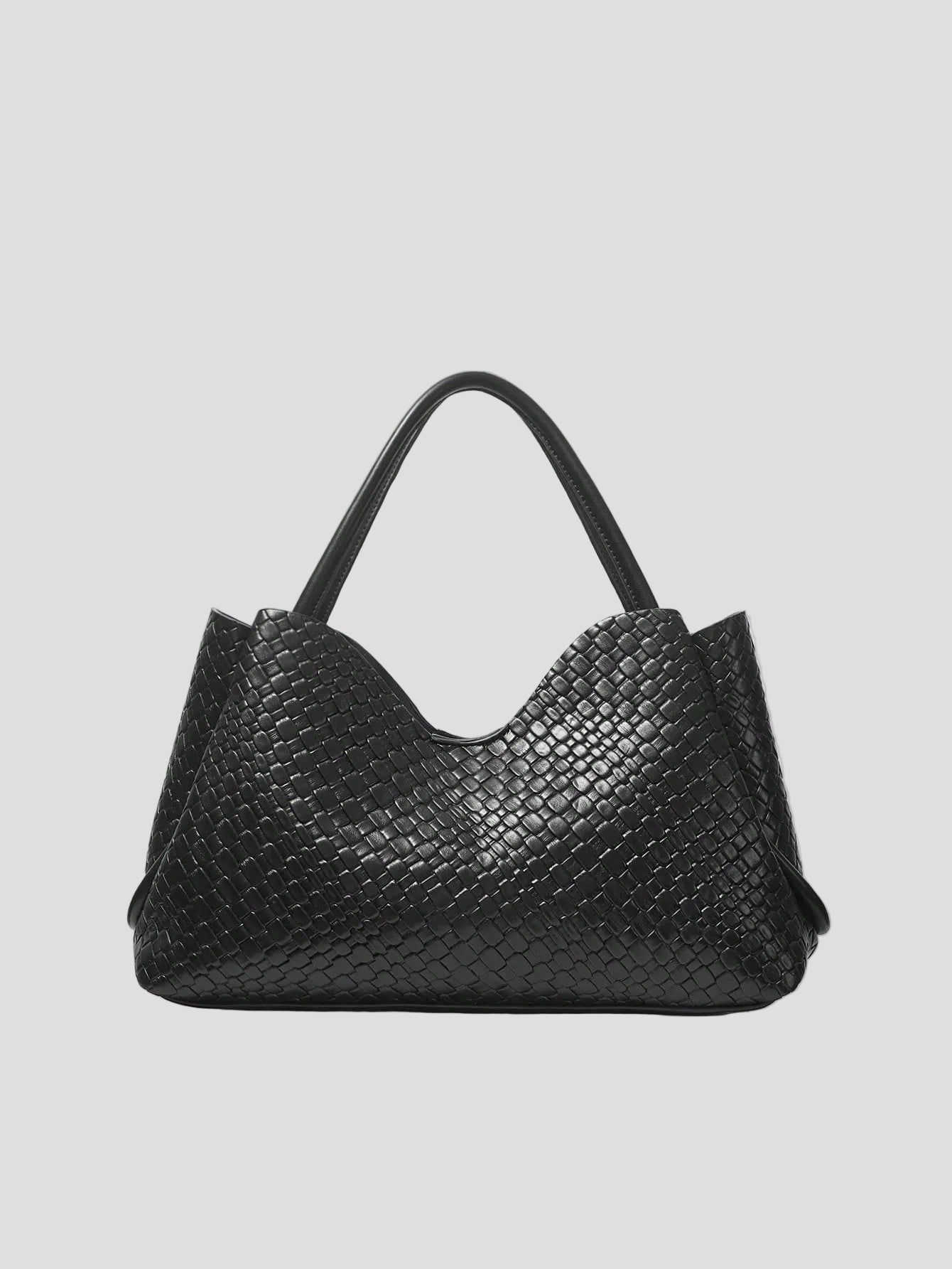 Corinne - Schwarze gewebte Luxe Tote