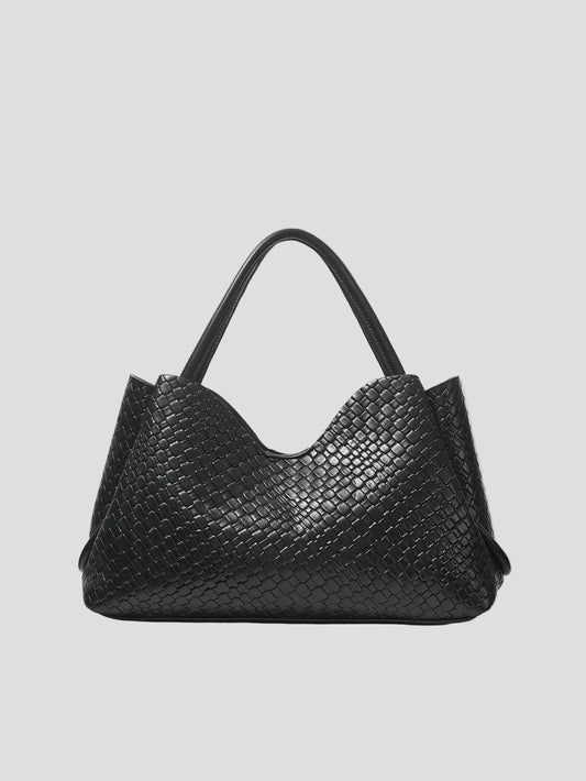 Corinne - Schwarze gewebte Luxe Tote