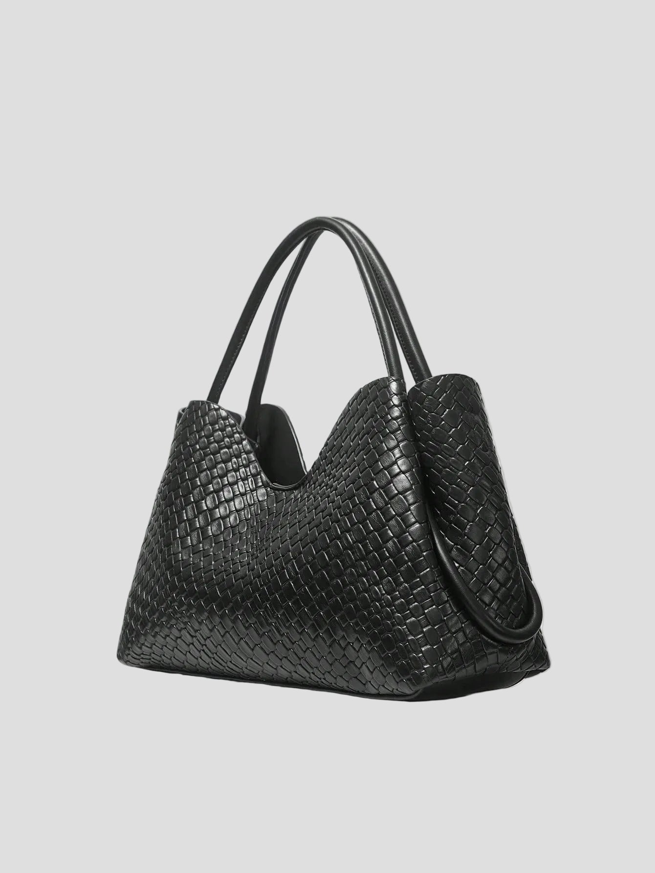 Corinne - Schwarze gewebte Luxe Tote
