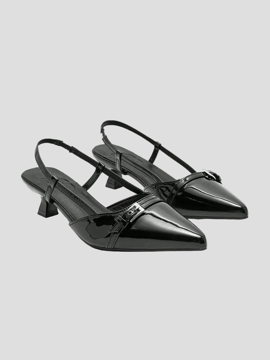 Anouk – schwarze Lack-Slingbacks