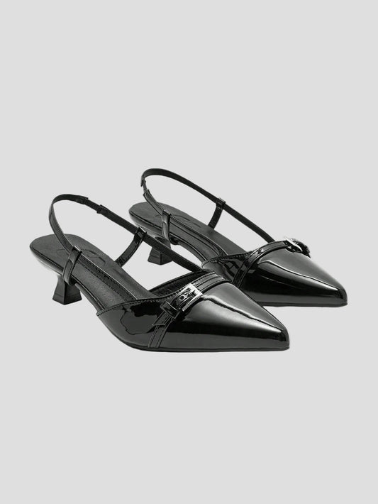 Anouk – schwarze Lack-Slingbacks
