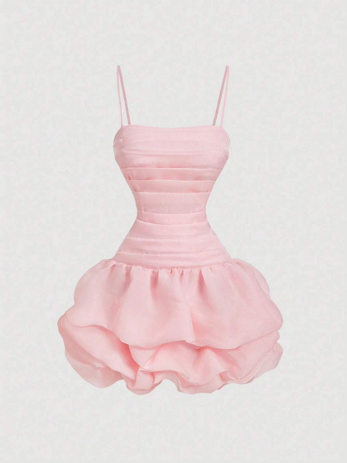 SHEIN MOD Vestido curto feminino de organza, justo, franzido, com bainha bolha, para o Dia dos Namorados