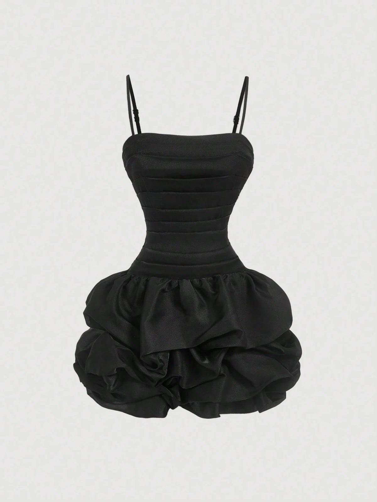 SHEIN MOD Vestido curto feminino de organza, justo, franzido, com bainha bolha, para o Dia dos Namorados