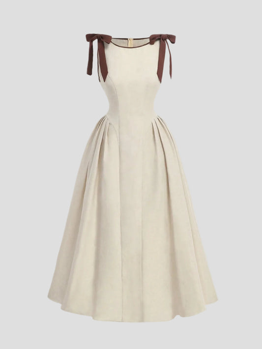 Aurelle – Elfenbein-Kleid mit Schleife