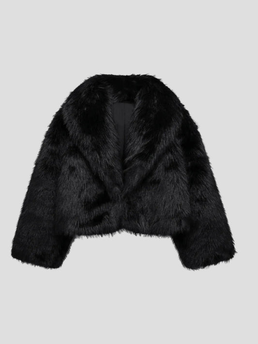 Camille – Schwarze Kunstpelzjacke