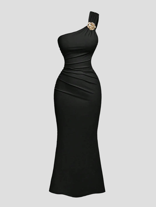 Schwarz - Royale One-Shoulder-Kleid
