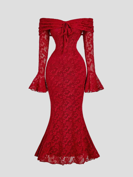 Rosalie - Kleid aus karmesinroter Spitze