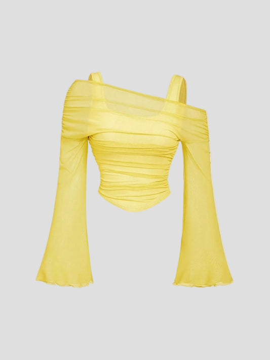 Aveline - Drapierte Mesh-Oberteil