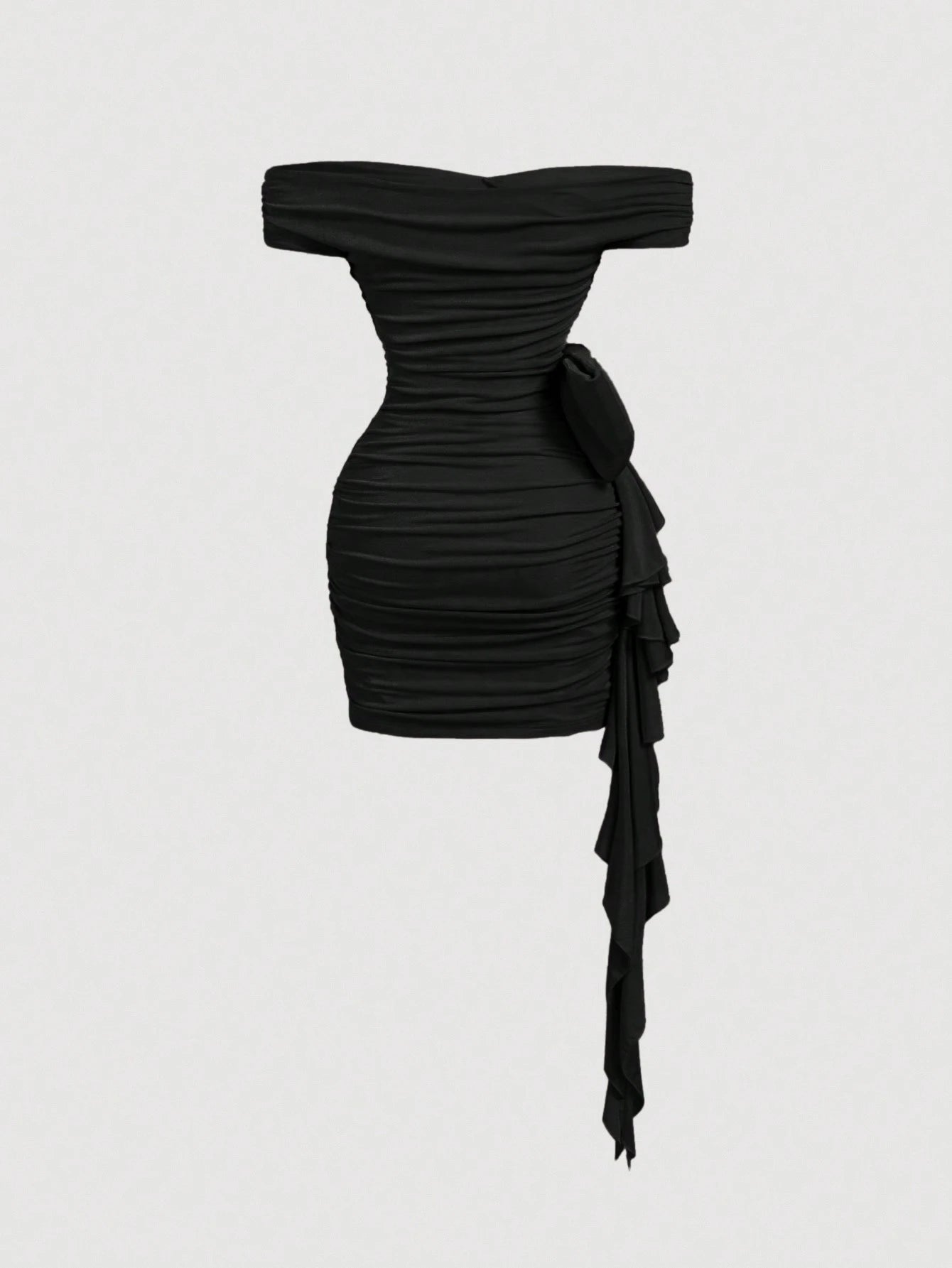 SHEIN MOD Vestido de Festa Elegante de Verão Cor Damasco Cáqui com Ombro Único, Cruzado e Detalhe de Laço Oversized, Perfeito para Celebrações de Aniversário, Férias, Encontros e Festivais