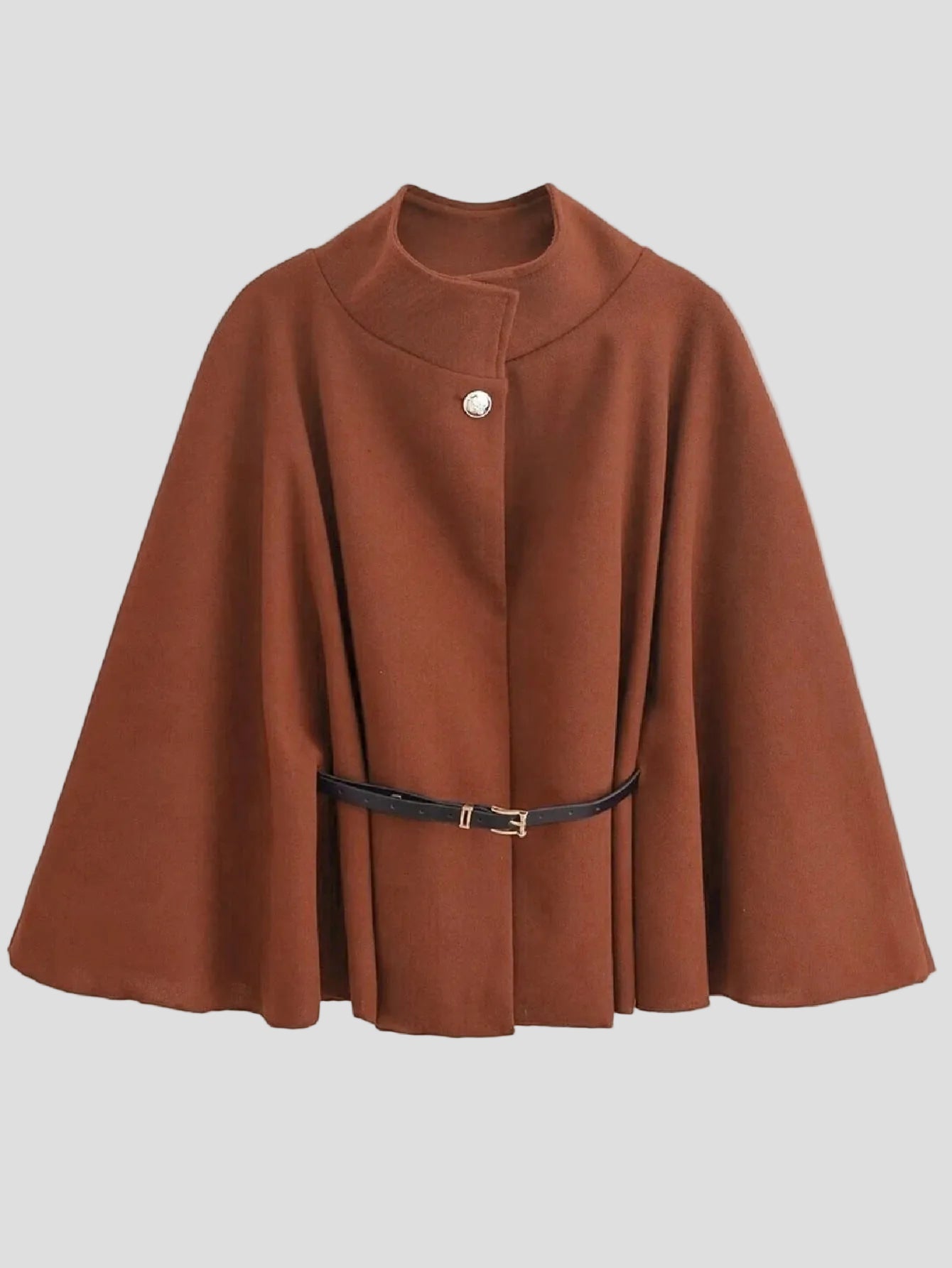 Valentina – Zimtfarbene Gürtel-Cape-Jacke