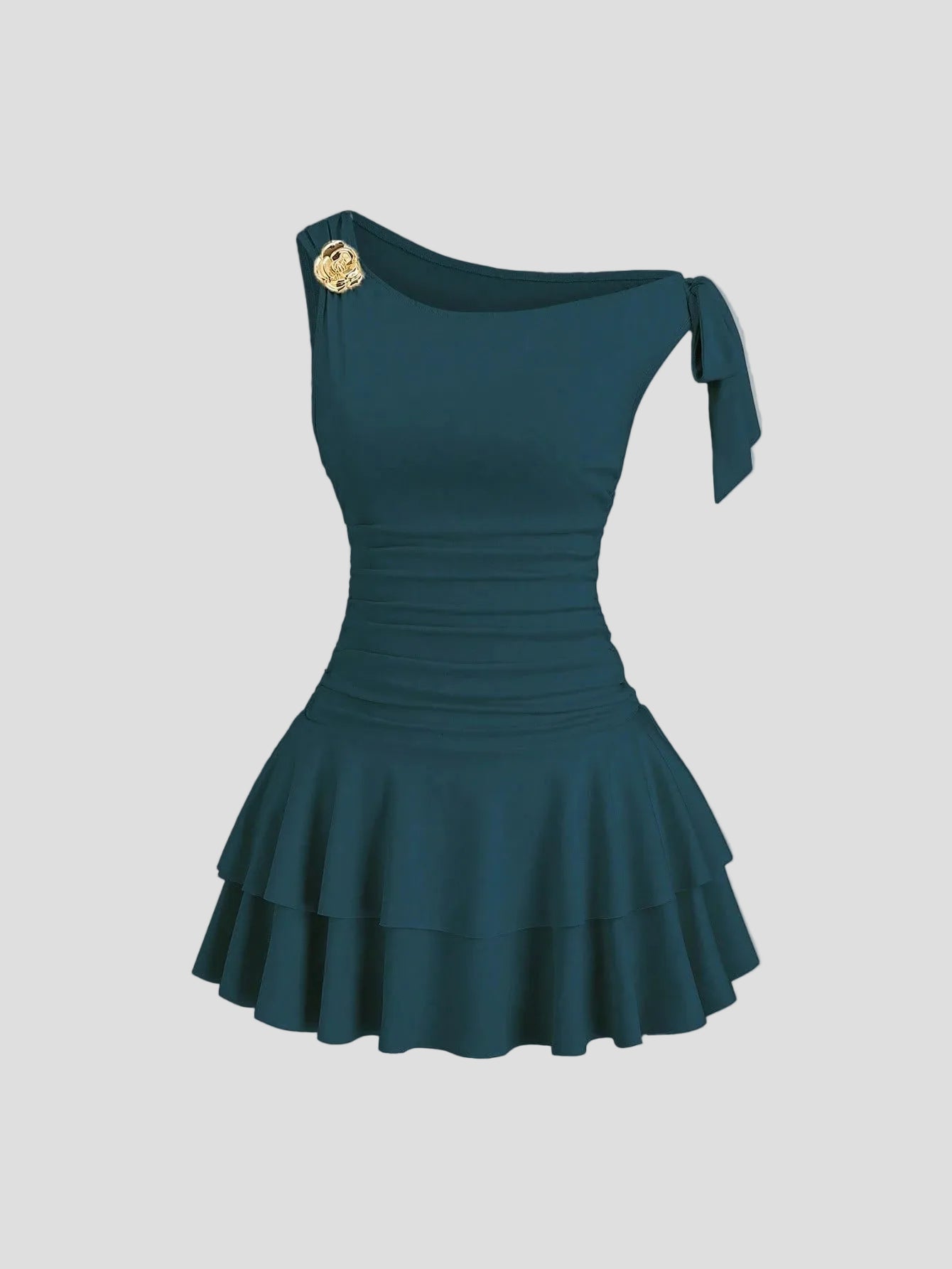 Nadine – Azurblaues Rüschenkleid