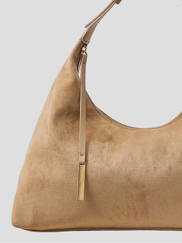 Valérie – Hobo-Bag aus Sandfarbenem Wildleder