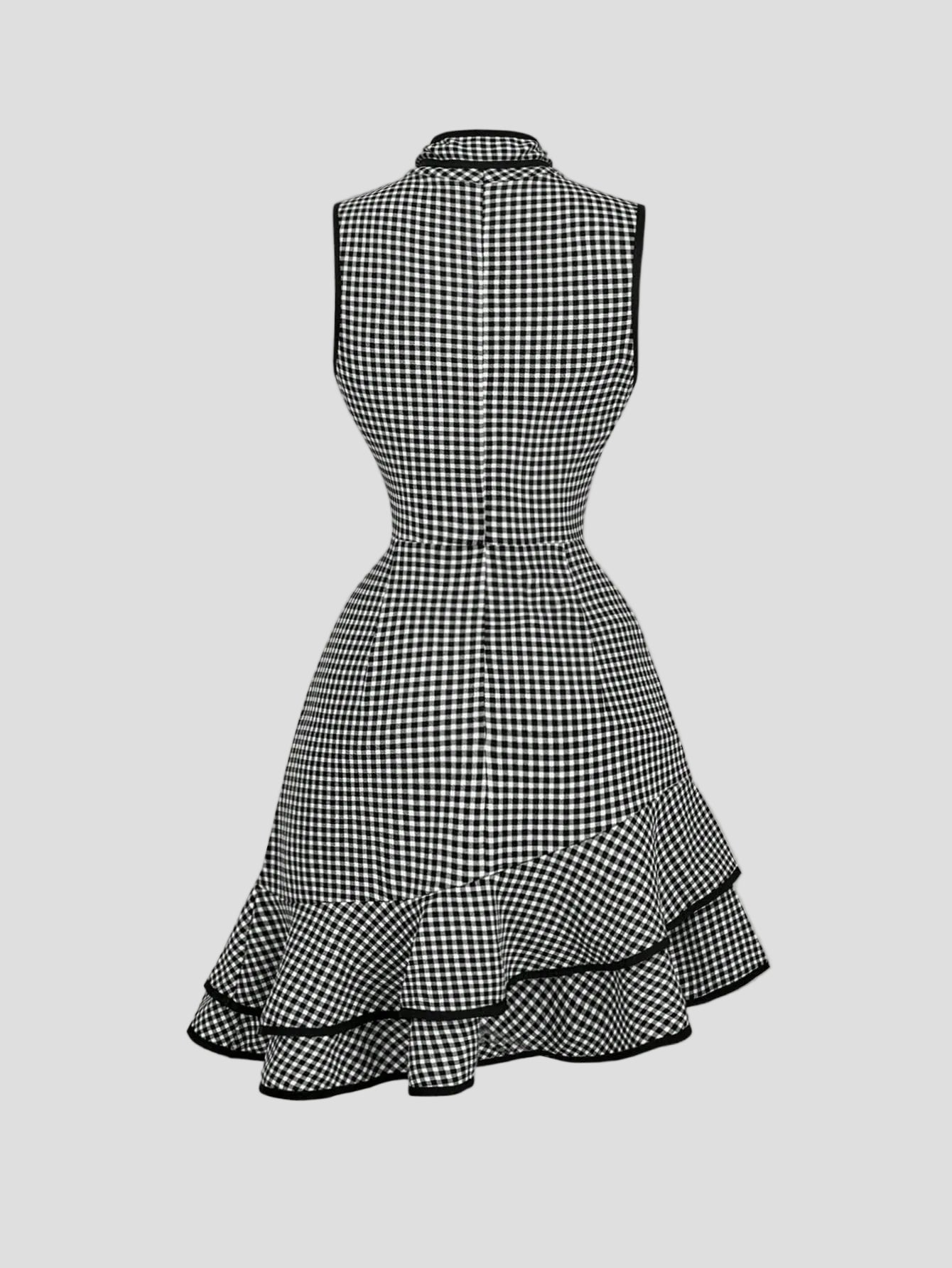 Eliane - Schwarzes Vichy-Kleid