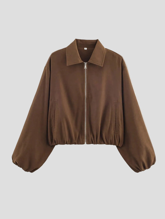 Aurélie – Cropped Bomberjacke Mocha