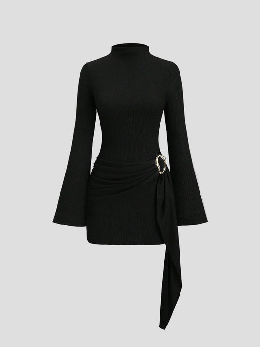 Lena – Drapiertes Minikleid in Schwarz