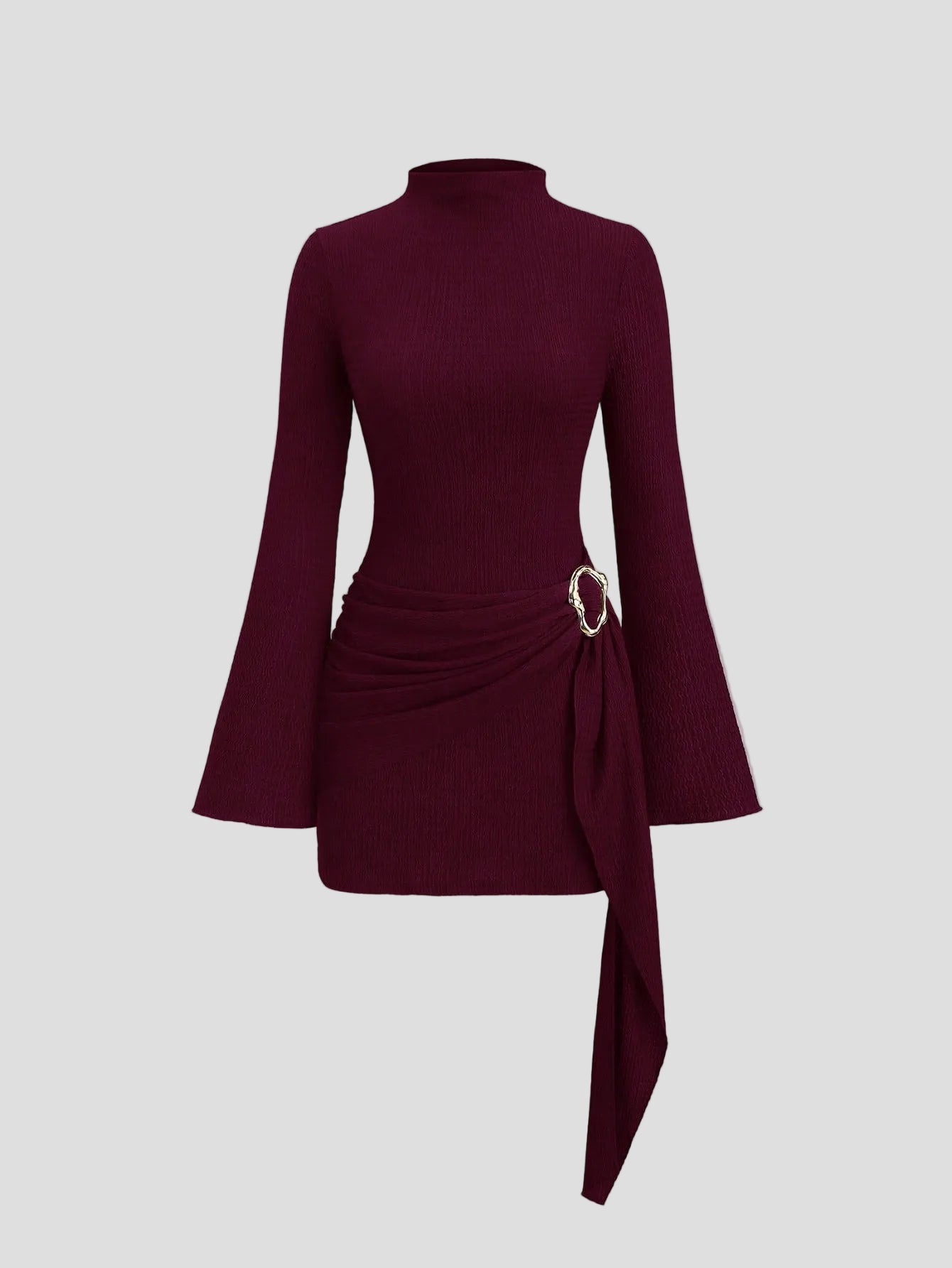 Clara - Burgunderfarbenes, drapiertes Minikleid