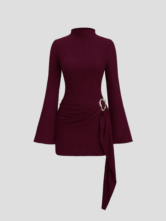 Clara - Burgunderfarbenes, drapiertes Minikleid