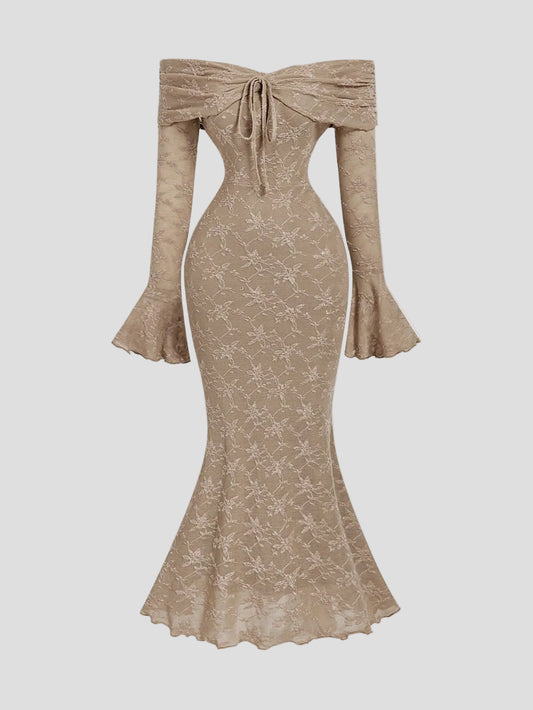 Aurélie - Kleid aus Champagner-Spitze