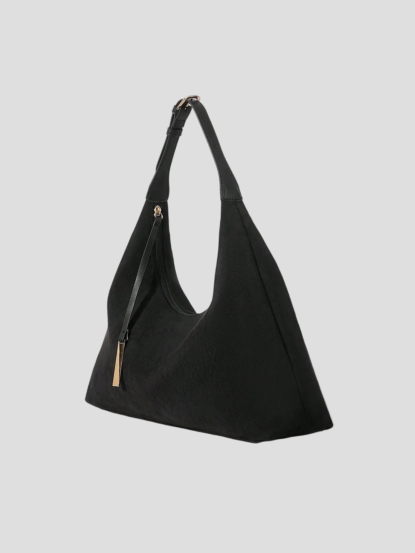 Claudine – Hobo Bag aus schwarzem Wildleder