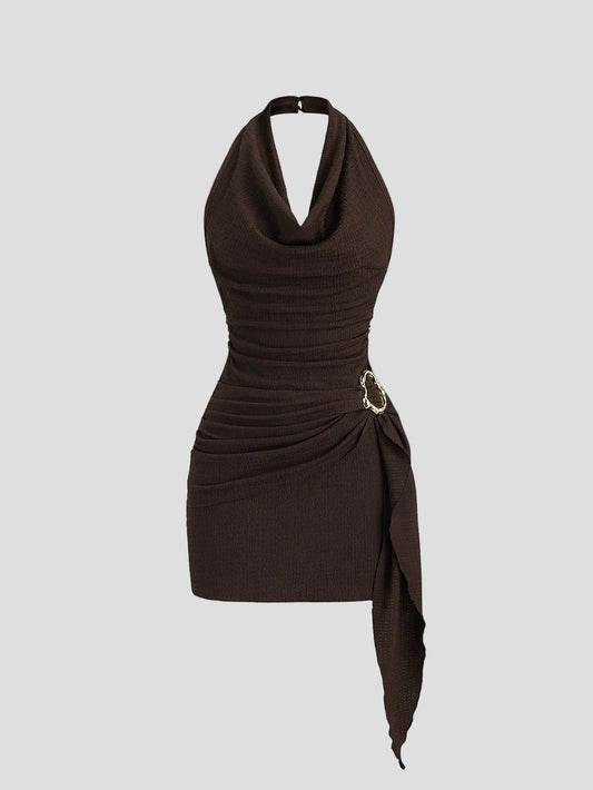 Sorella – Espresso Neckholder-Kleid