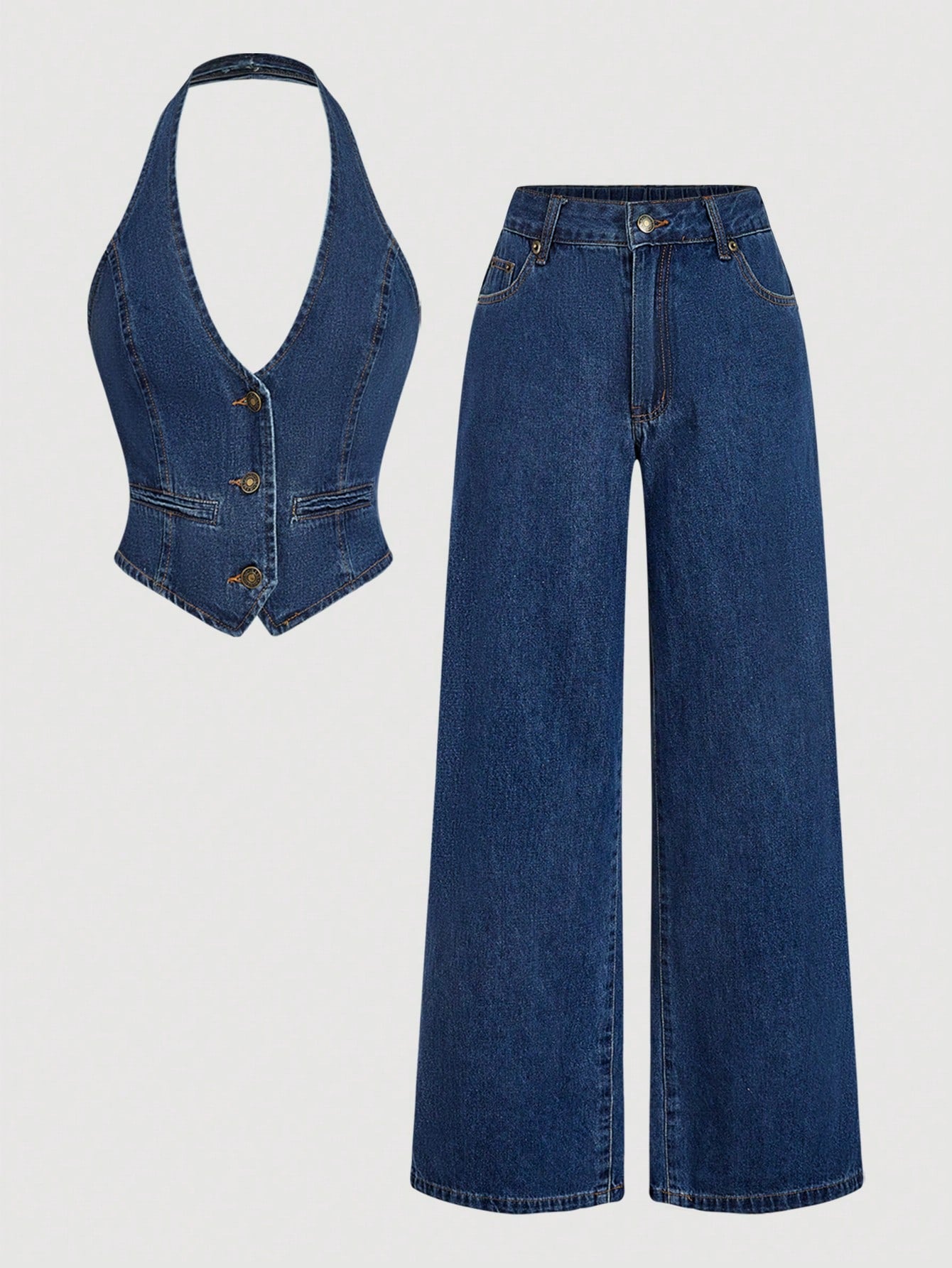 Sweetra Look elegante em jeans para mulheres