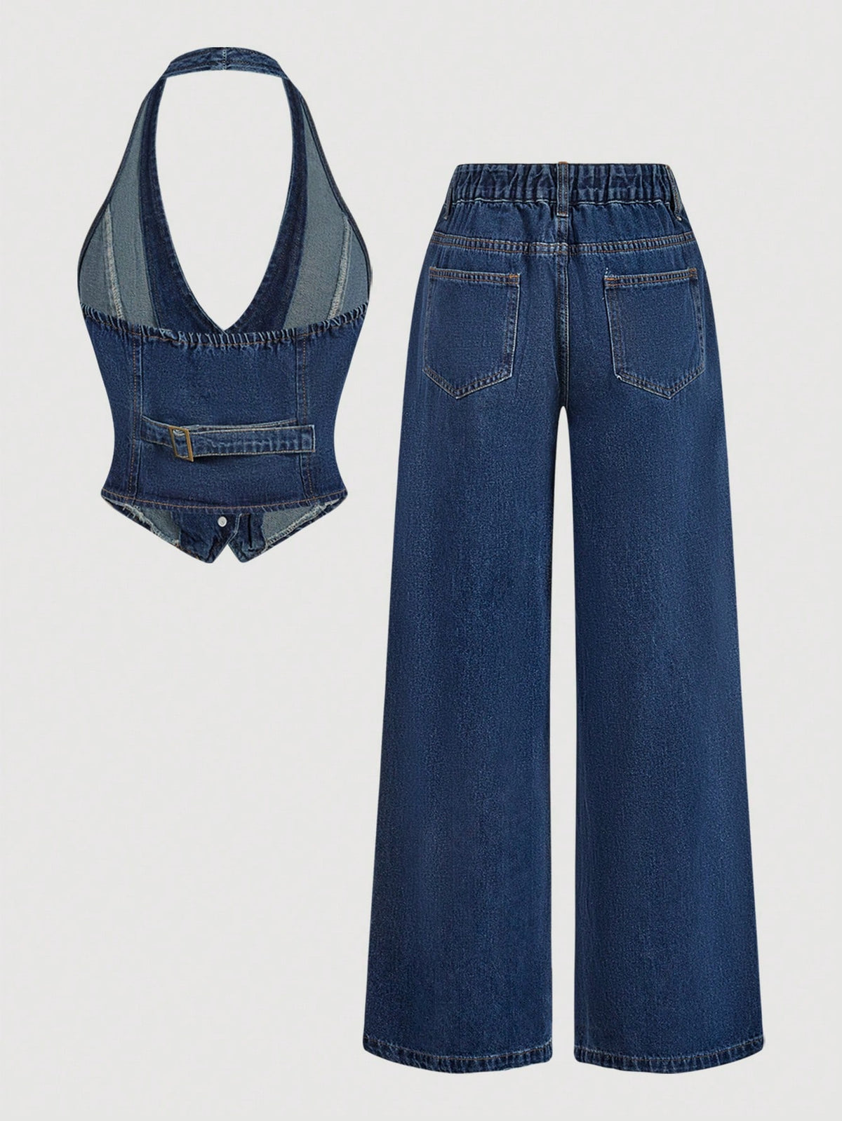 Sweetra Look elegante em jeans para mulheres