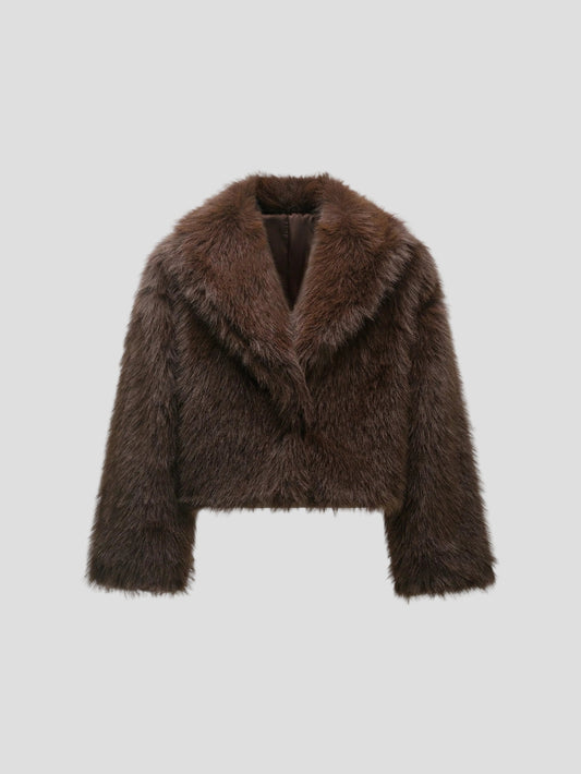 Nadine - braune Kunstpelzjacke