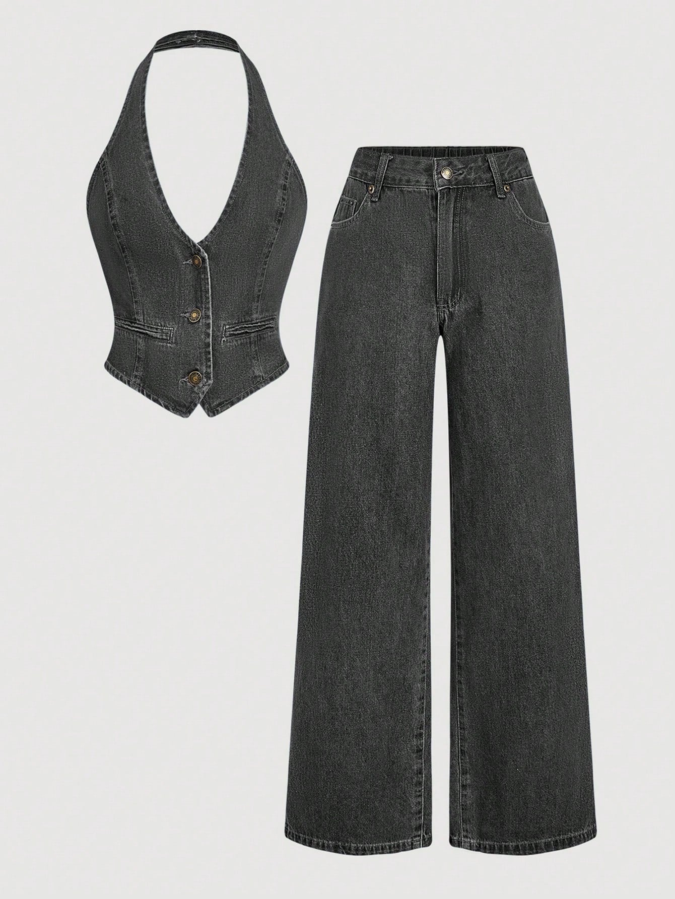 Sweetra Look elegante em jeans para mulheres
