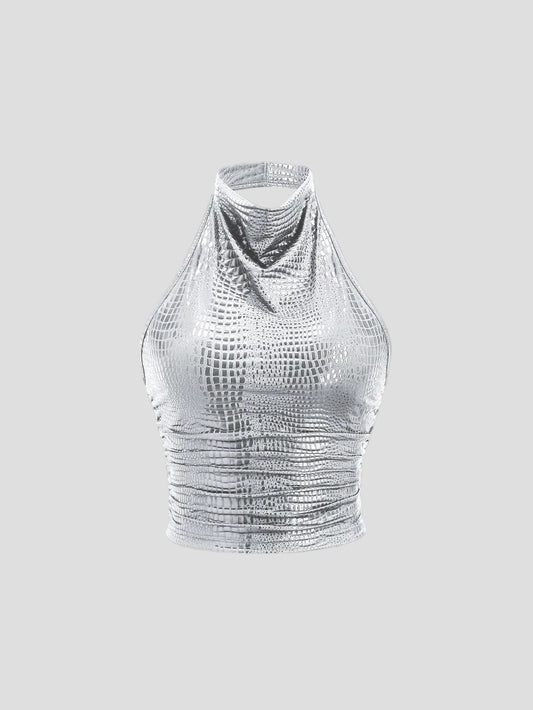 Sina - Croco Neckholder-Top