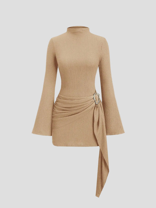 Sophie - Beigefarbenes drapiertes Minikleid
