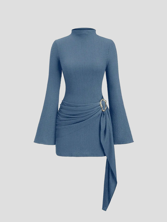 Alina – Blaues drapiertes Minikleid