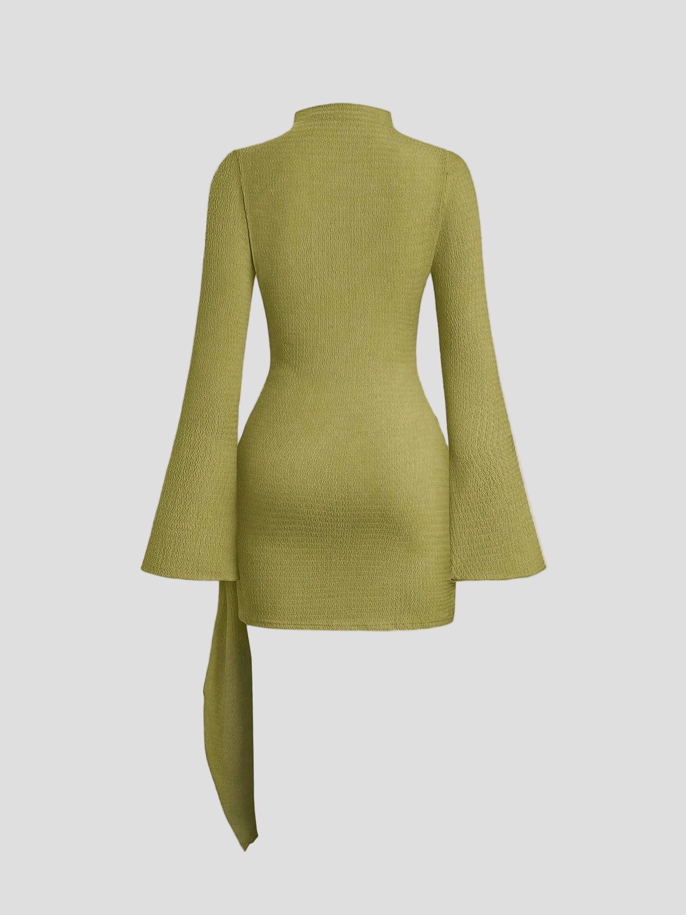 Nina - Olivefarbenes drapiertes Minikleid