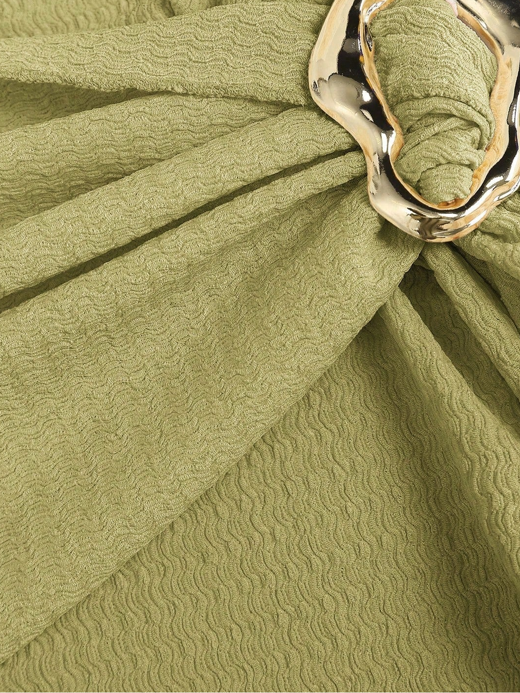 Nina - Olivefarbenes drapiertes Minikleid