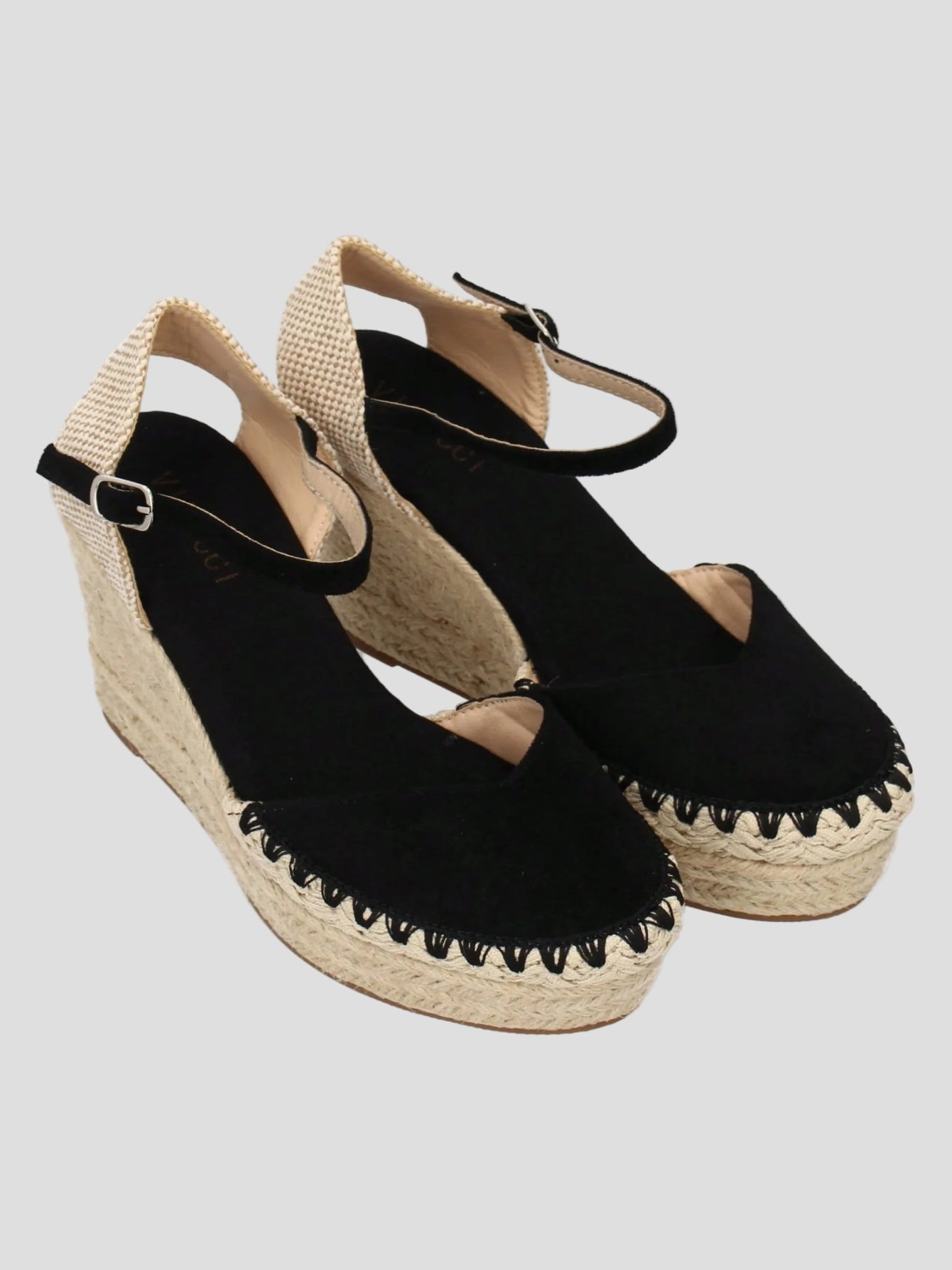 Monaco – Keilabsatz Espadrilles Schwarz