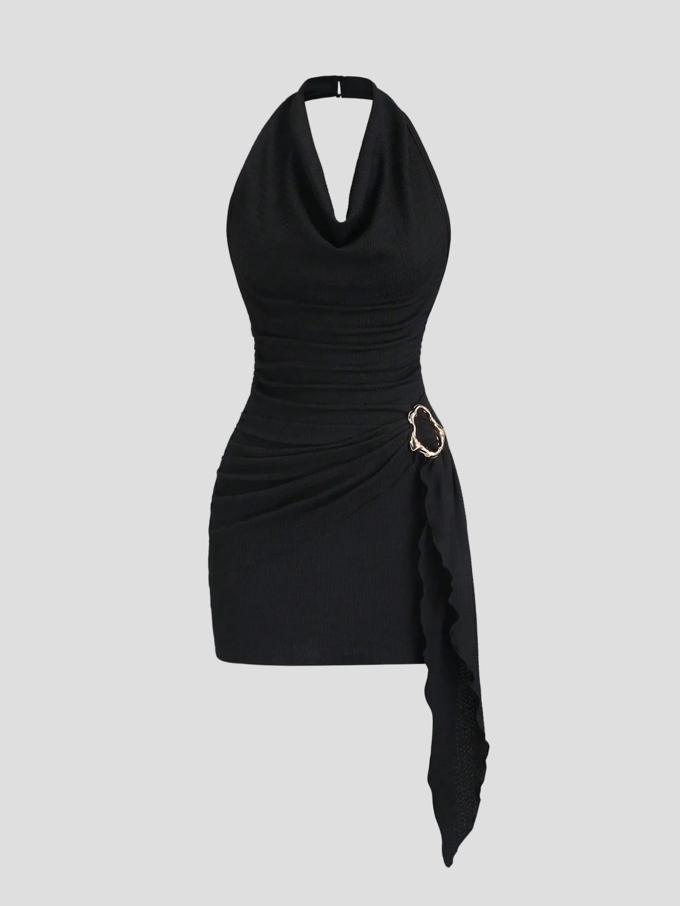 Noémie – Schwarzes Neckholder-Minikleid