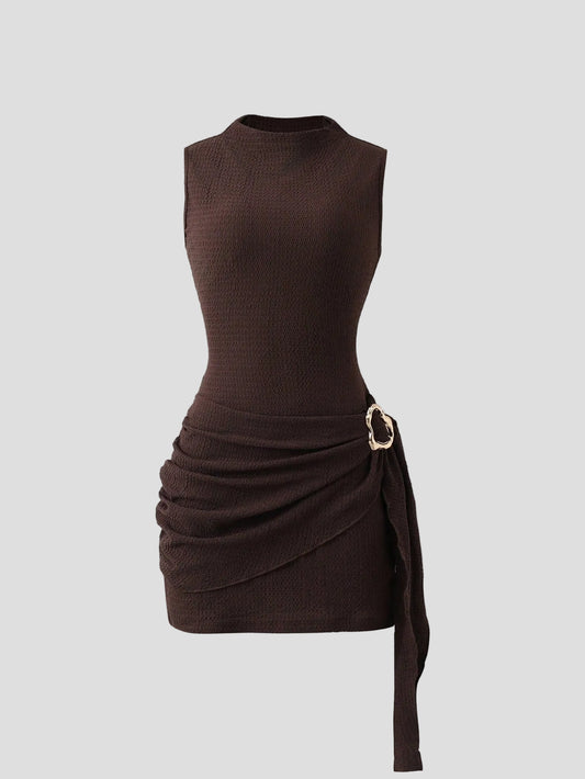 Mila - Schokoladenfarbenes Minikleid