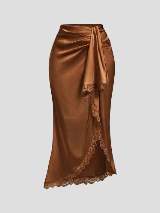 Seraina – Spitzen-Satin-Midirock