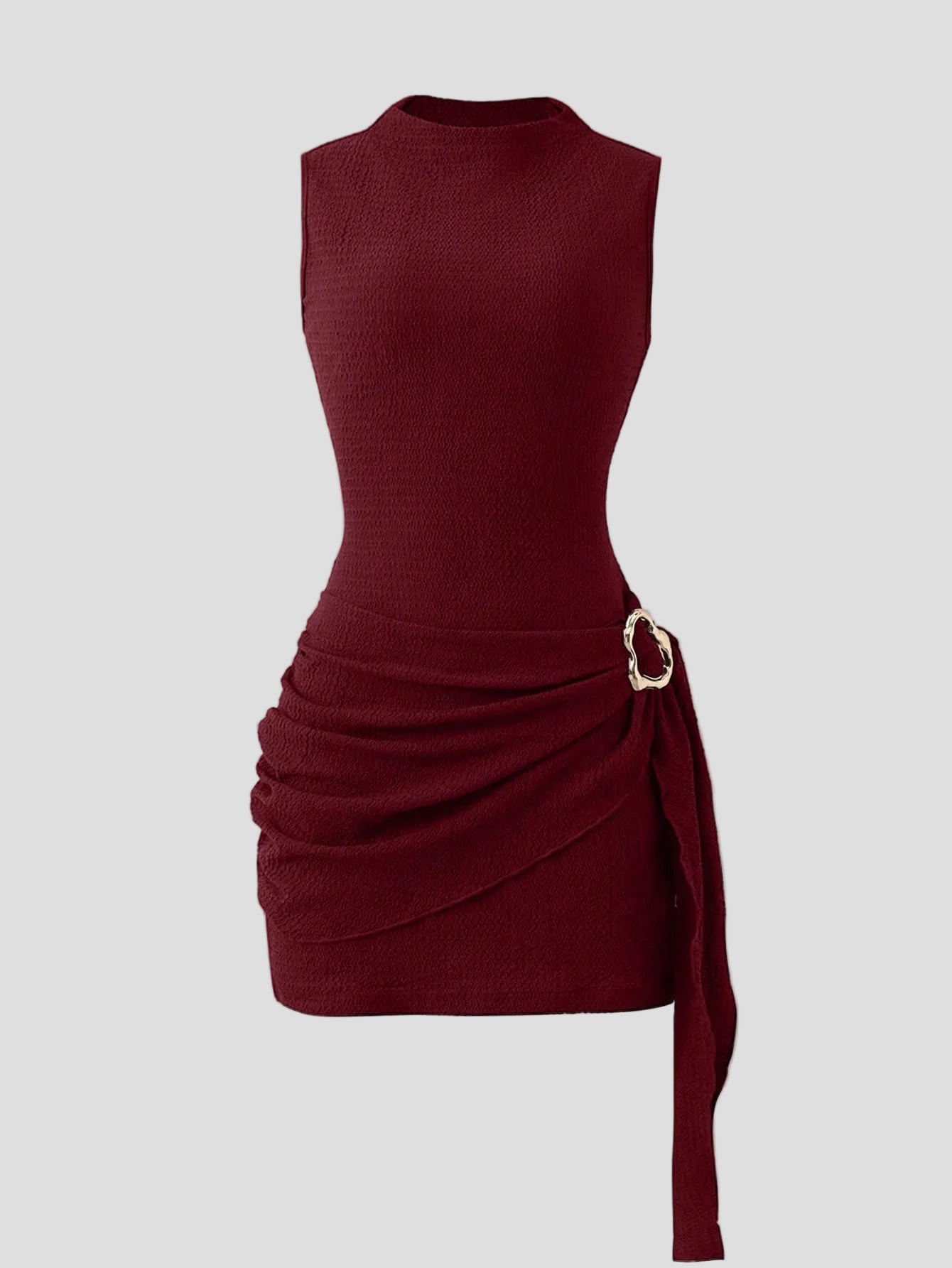 Elise – Burgunderrotes drapiertes Minikleid