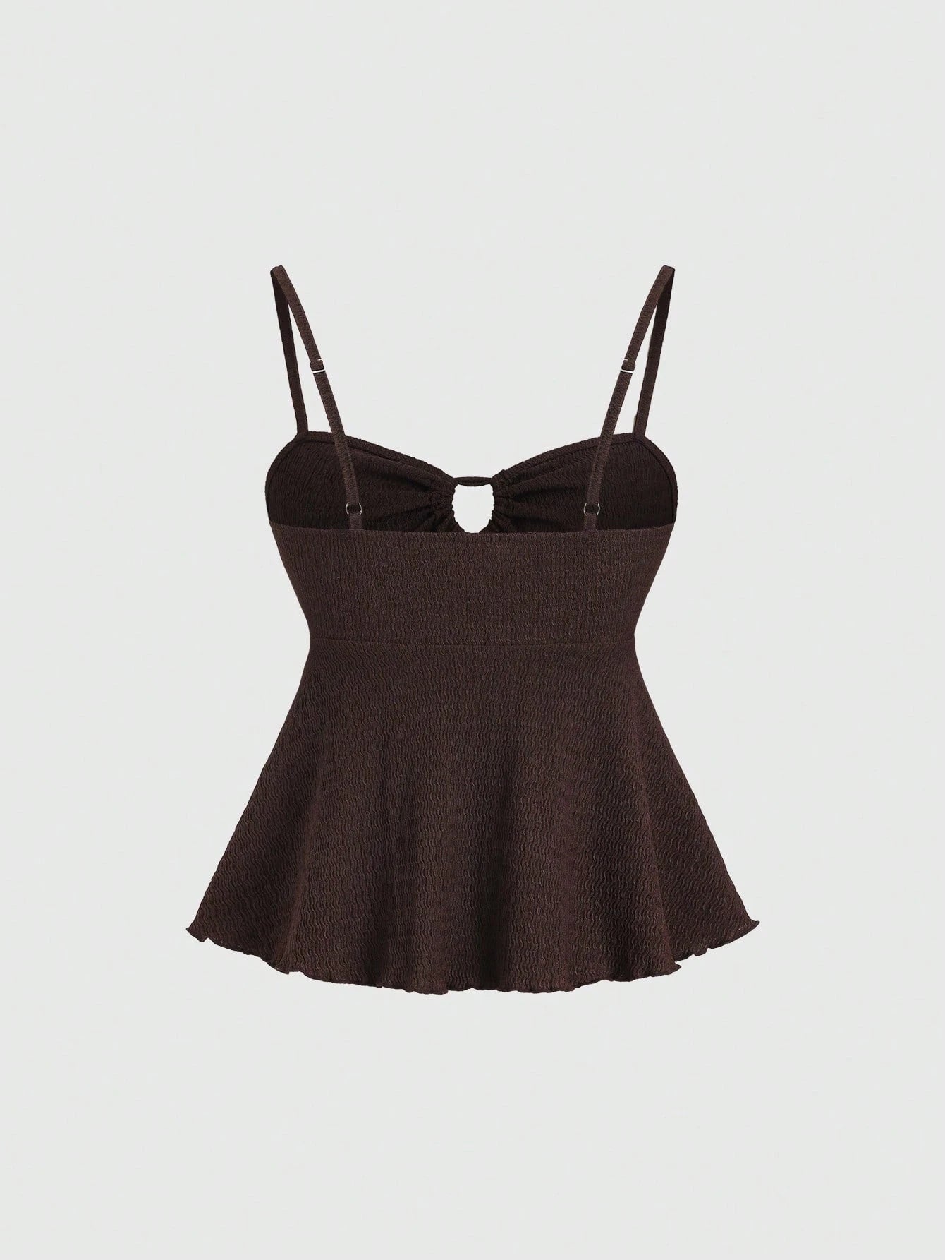 Sweetra Conjunpeças, composto por blusa regata cáqui casual com amarração na cintura e calça reta de pernas largas e confortáveis. Ideal para primavera/verão. Blusa marrom chocolate e blusa marrom escura. Look popular no Pinterest. Look feminino.