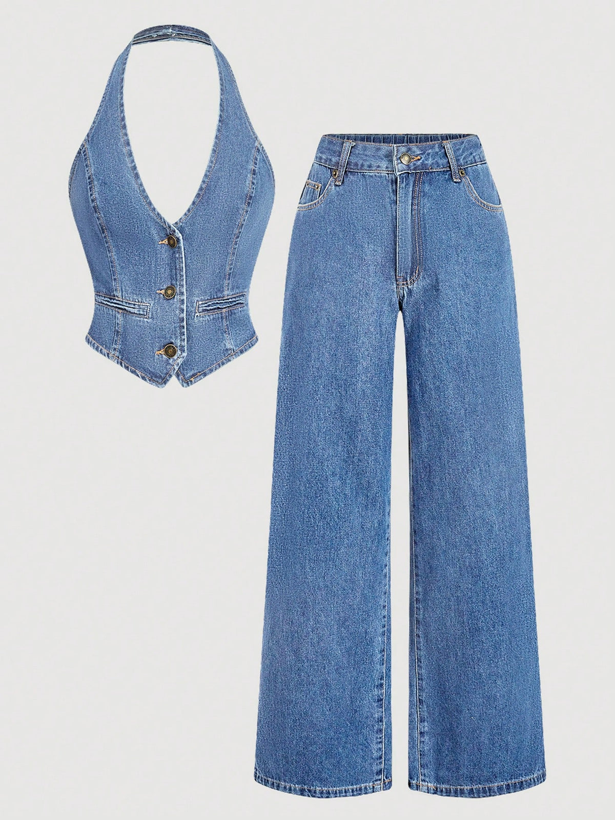 Sweetra Look elegante em jeans para mulheres