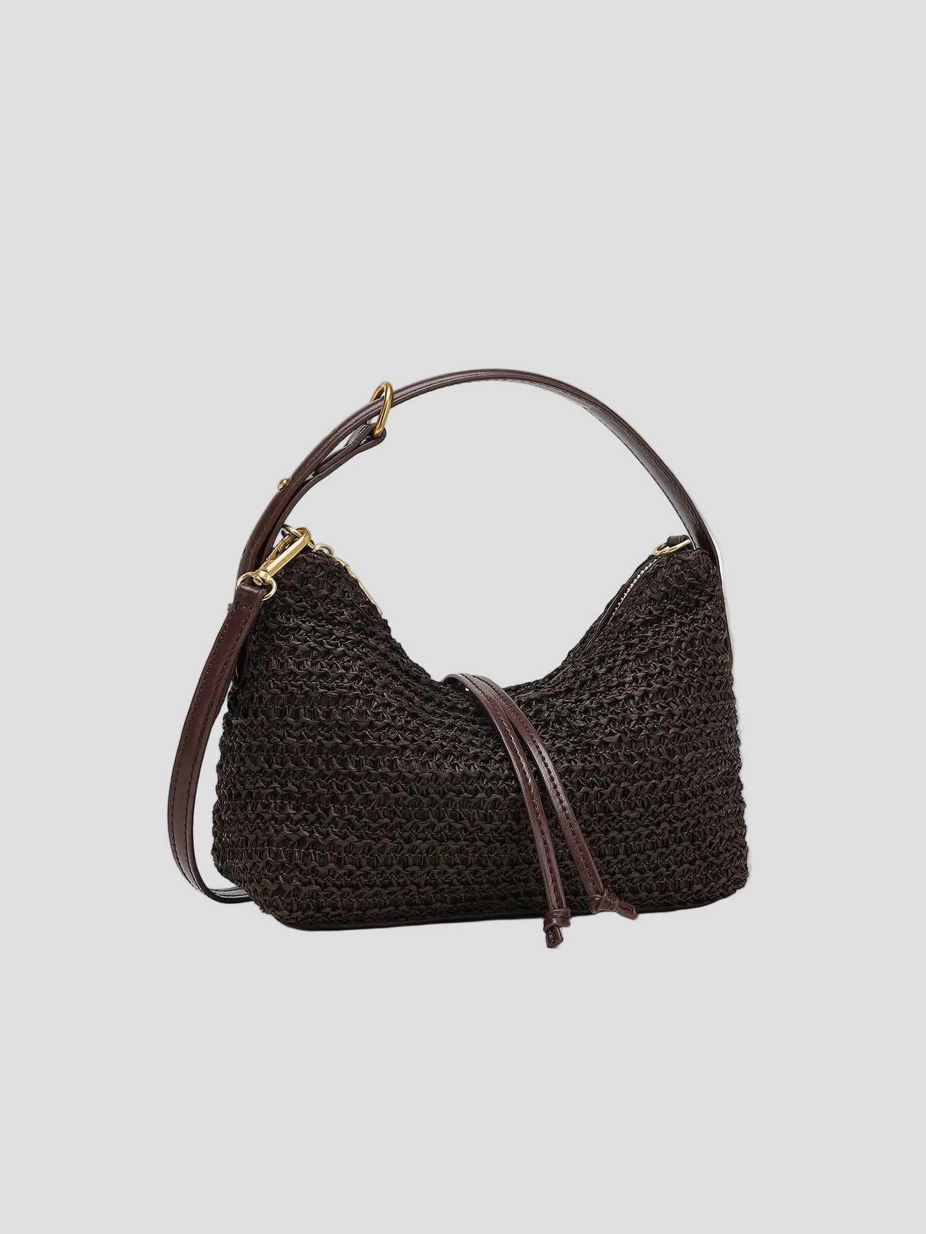 Corinne – Espresso geflochtene Hobo-Bag